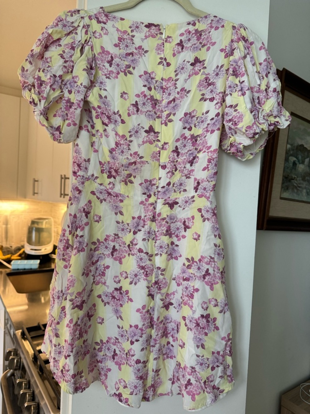 For Love & Lemons Lavender Floral Puff-Sleeve Mini Dress - Picture 3 of 4